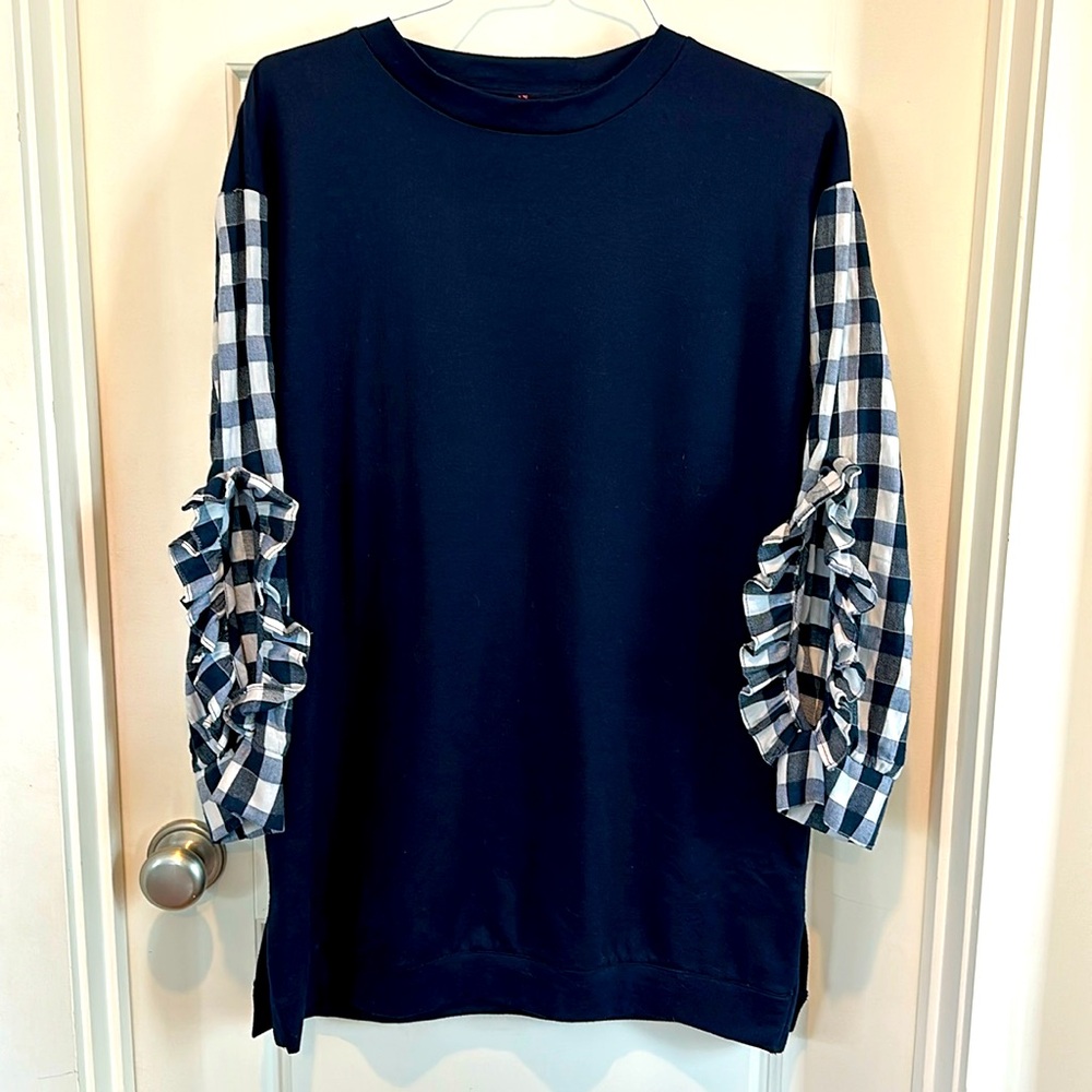 IJOAH Navy Checked Tunic